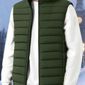 Men's Layering Vest with Quilting and Stand Collar
