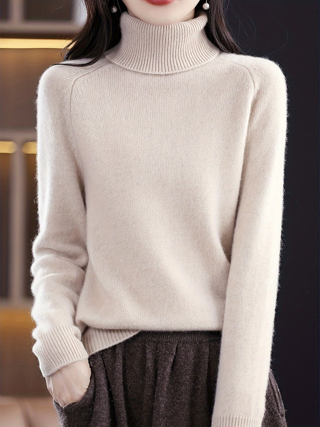 Women's Cozy Easy Turtleneck Sweater for Everyday