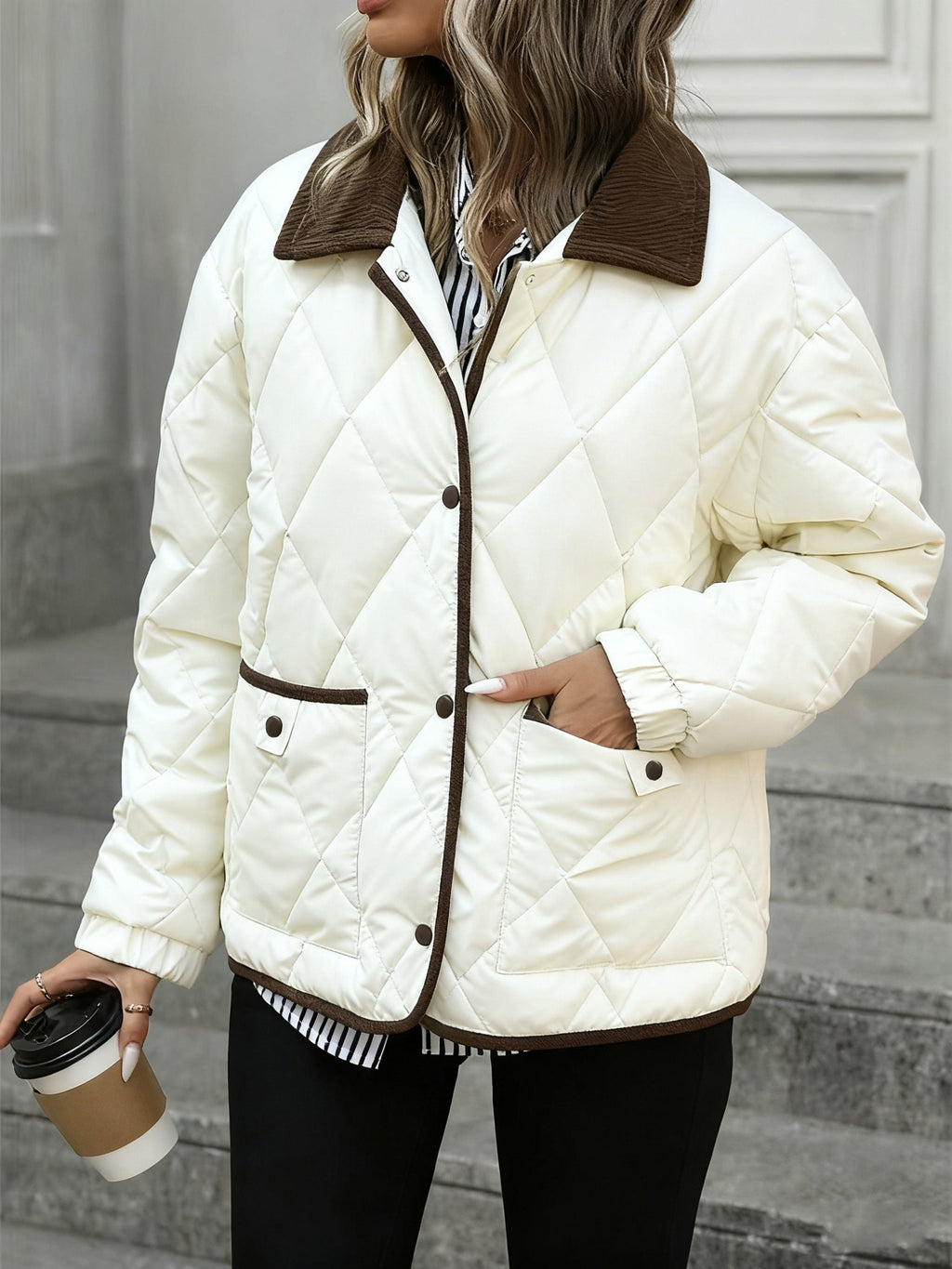 Women's Quilted Diamond-Stitch Puffer Coat