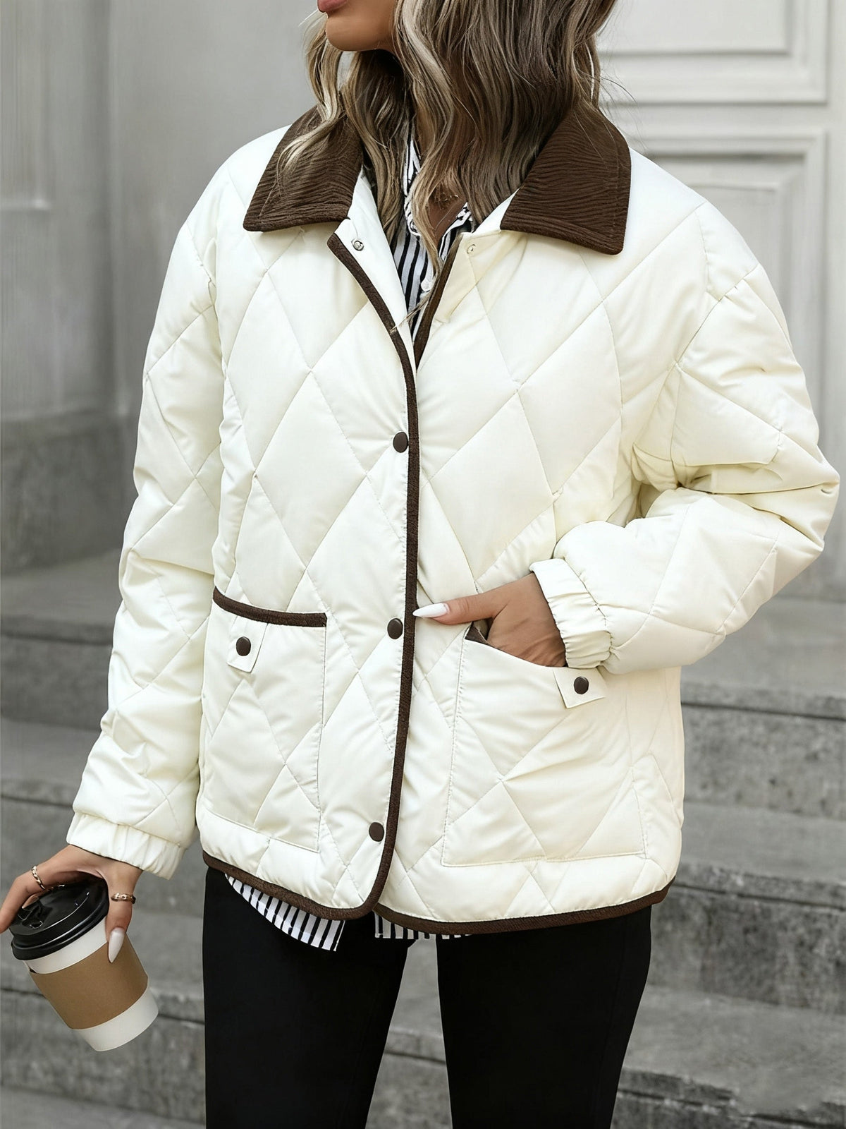 Women's Quilted Diamond-Stitch Puffer Coat