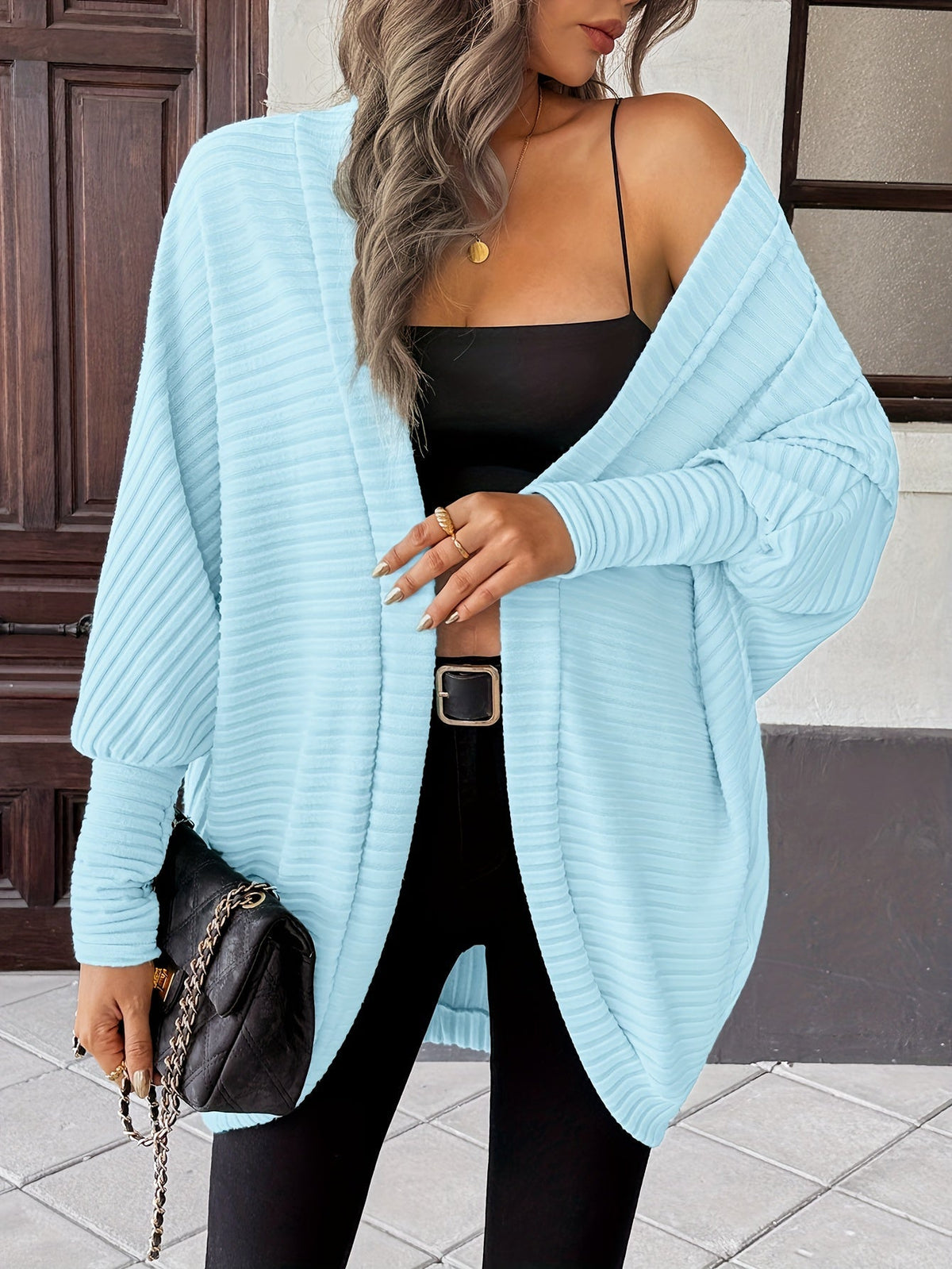 Women's Throw-On Rib Knit Wrap Cardigan