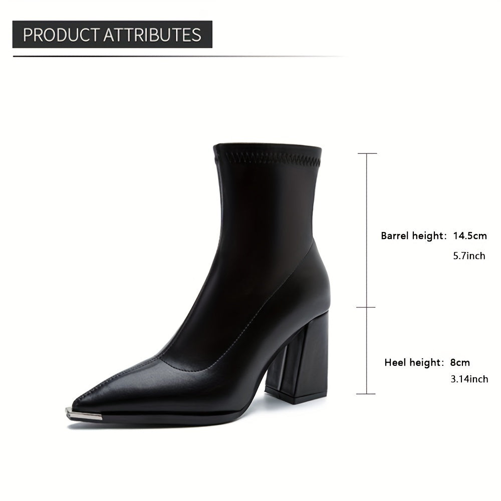 Women's Elegant Side-Zip Ankle Boots with Sturdy Heel