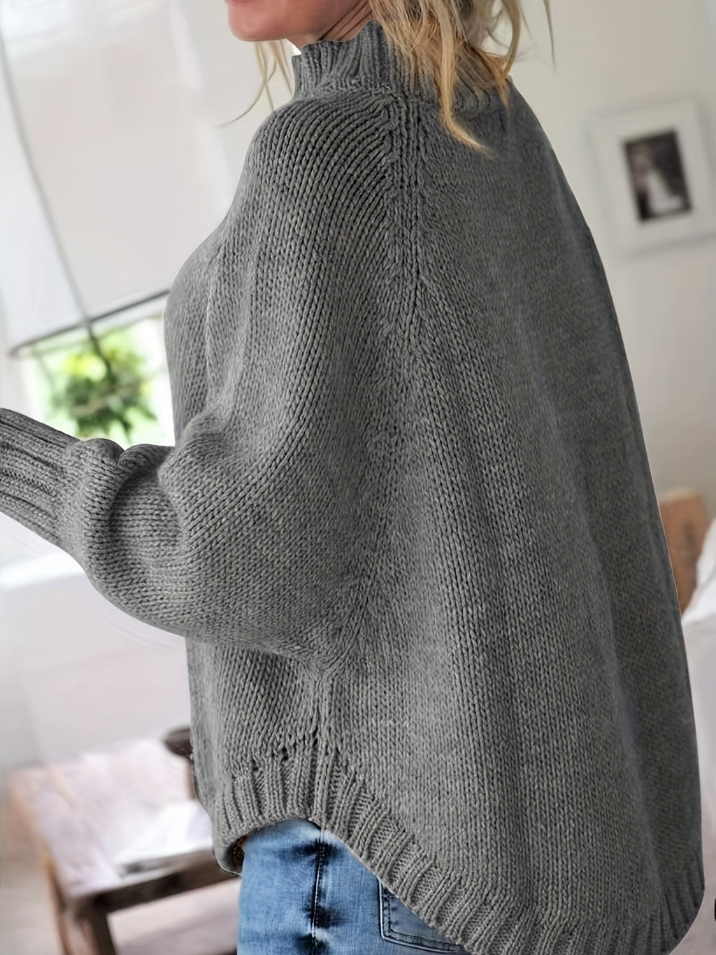 Women's Cozy Cable-Knit Turtleneck Relaxed Sweater