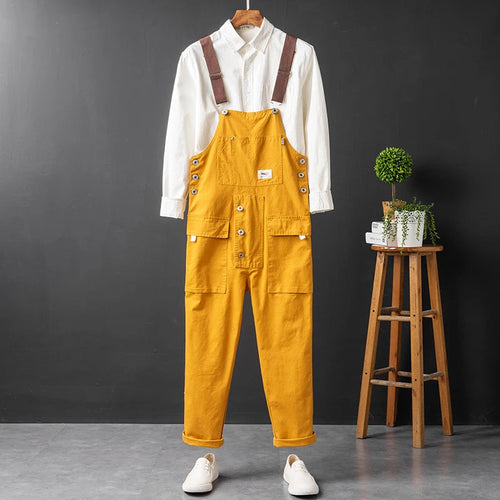 Men's Adjustable Strap Multi-Pocket Workwear Overalls