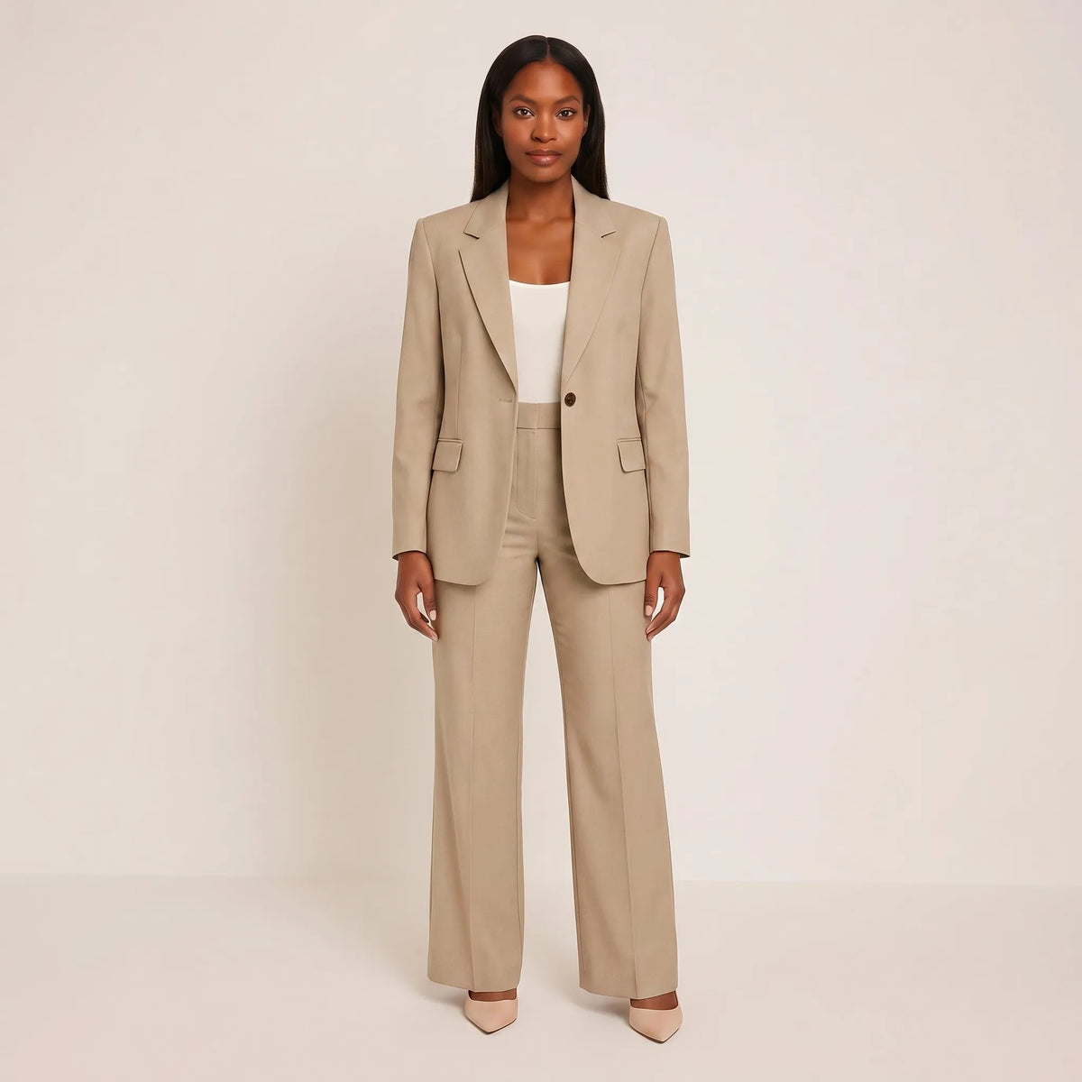 Women's Modern Workday Flare Pants Blazer Suit Set