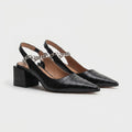 Women's Sleek Slingback Strap Sharp Toe Block Heels