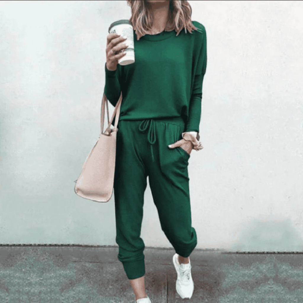 Women's Soft Drape Top Gathered Cuff Jogger Set