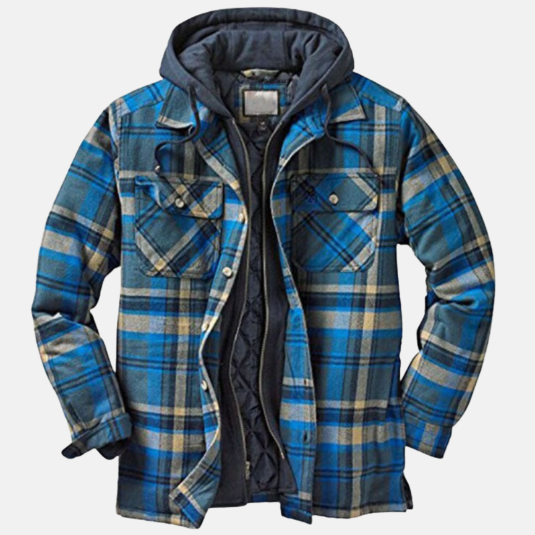 Men's Quilted Shacket with Attached Hood