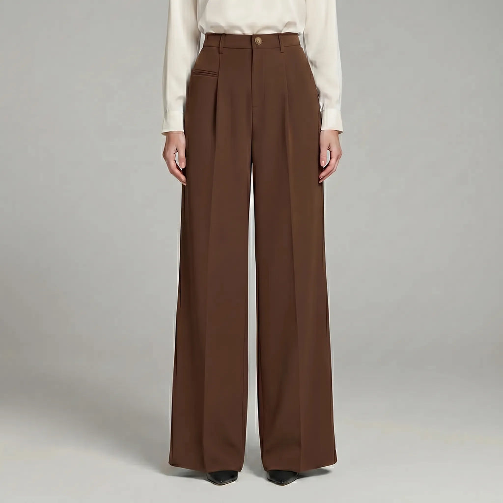 Women's Tailored Front Pleat Flowing Palazzo Pants