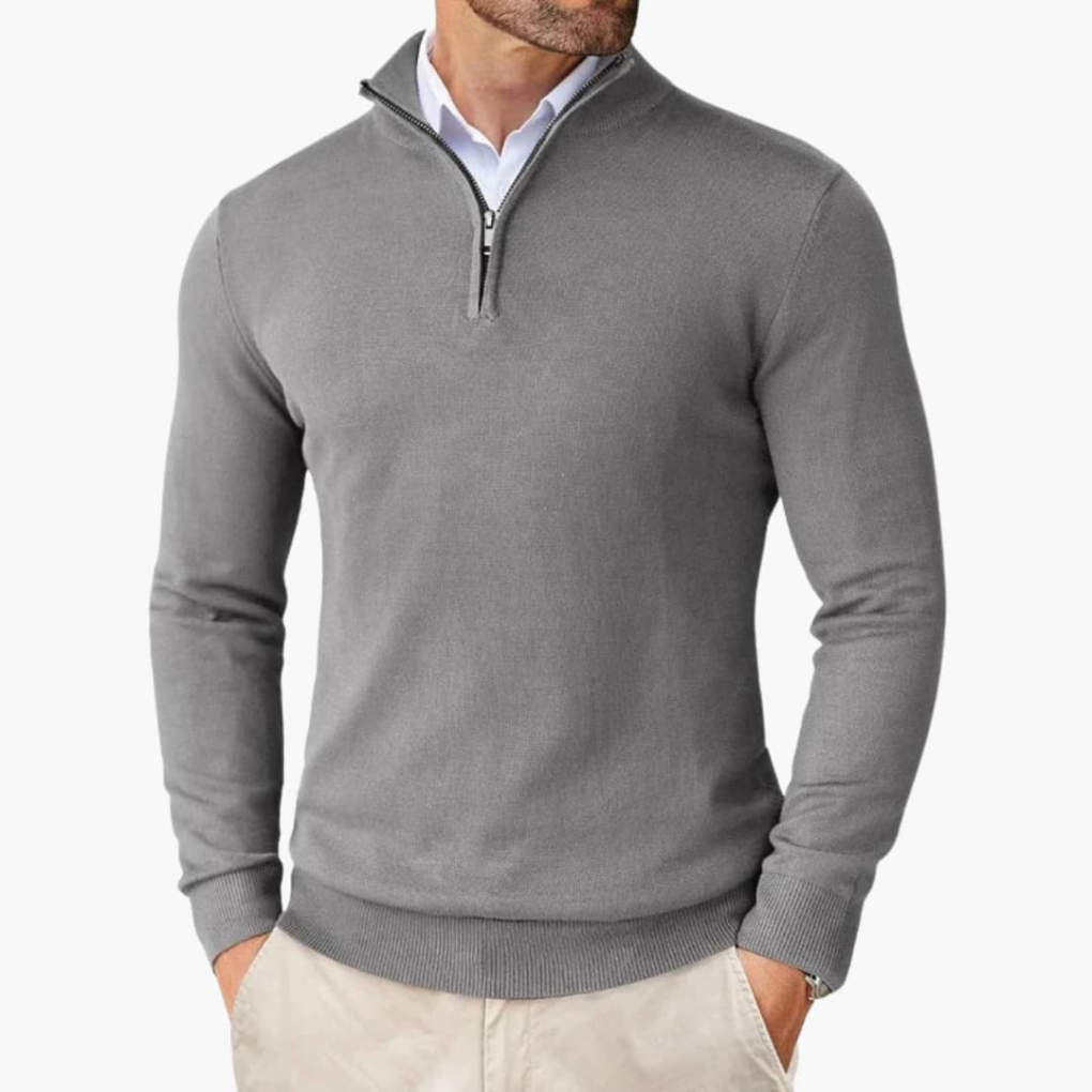 Men's Clean Line Quarter Zip Casual Sweater Top