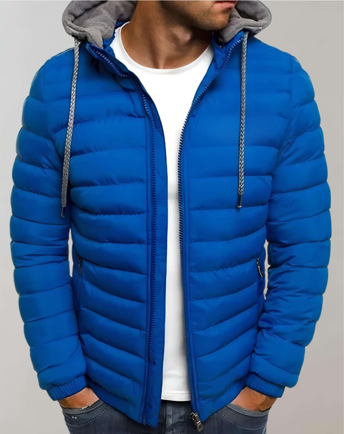 Men's Light Insulated Puffer with Hood and Stretch Cuffs