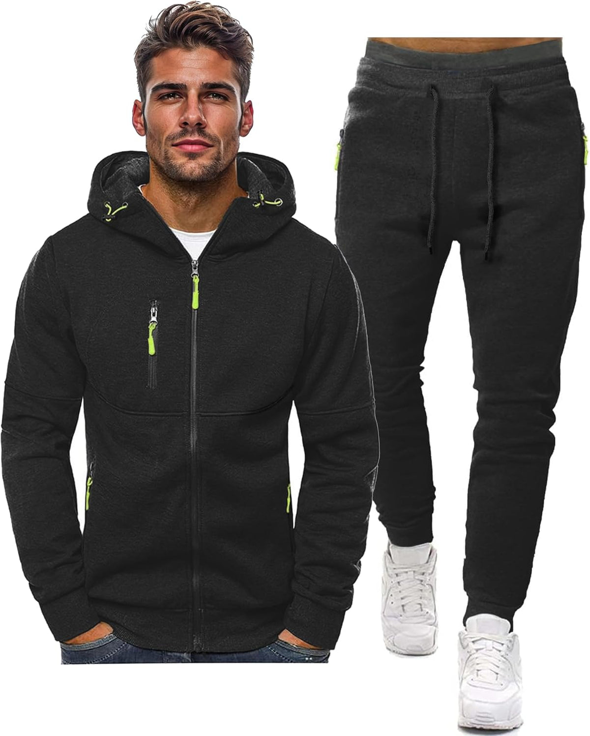 Men's Everyday Hooded Zip Jacket and Sweatpants Tracksuit