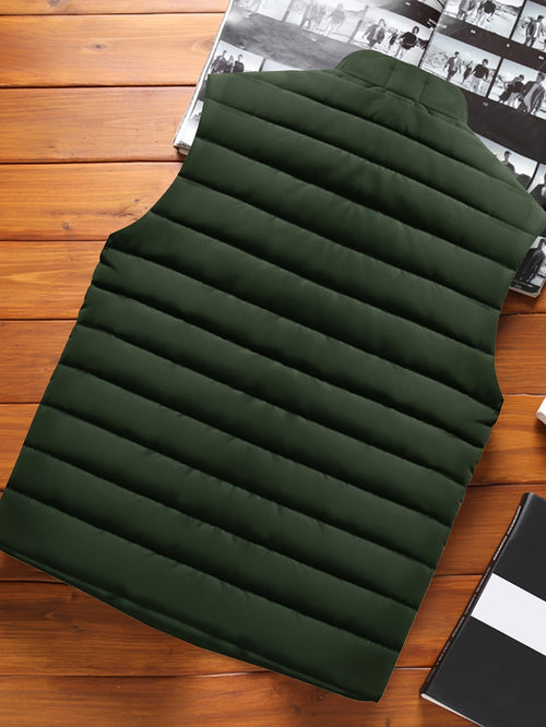 Men's Layering Vest with Quilting and Stand Collar