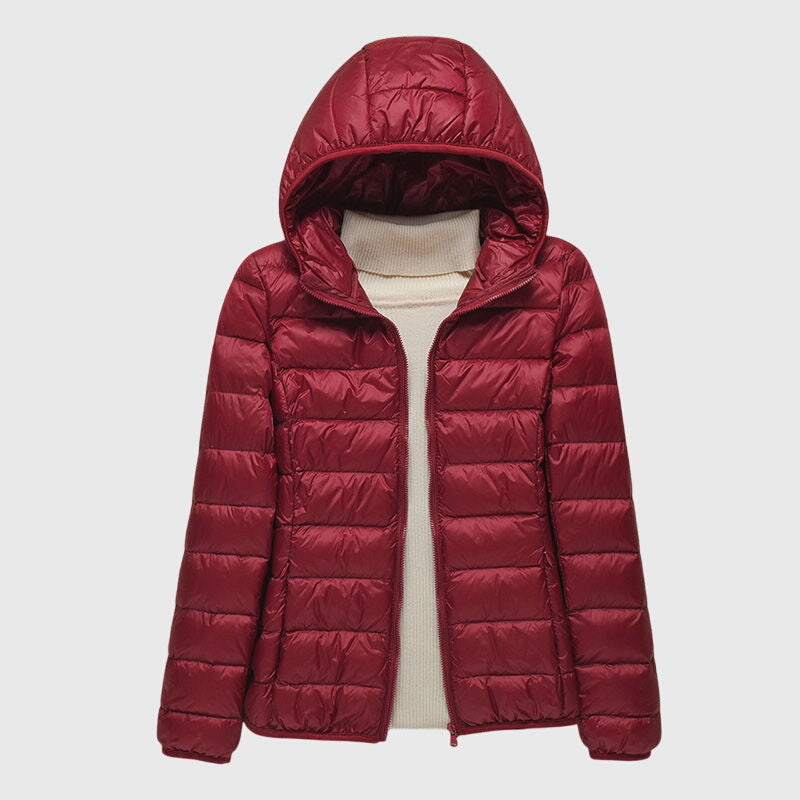 Women's Featherweight Padded Rain Jacket with Hood