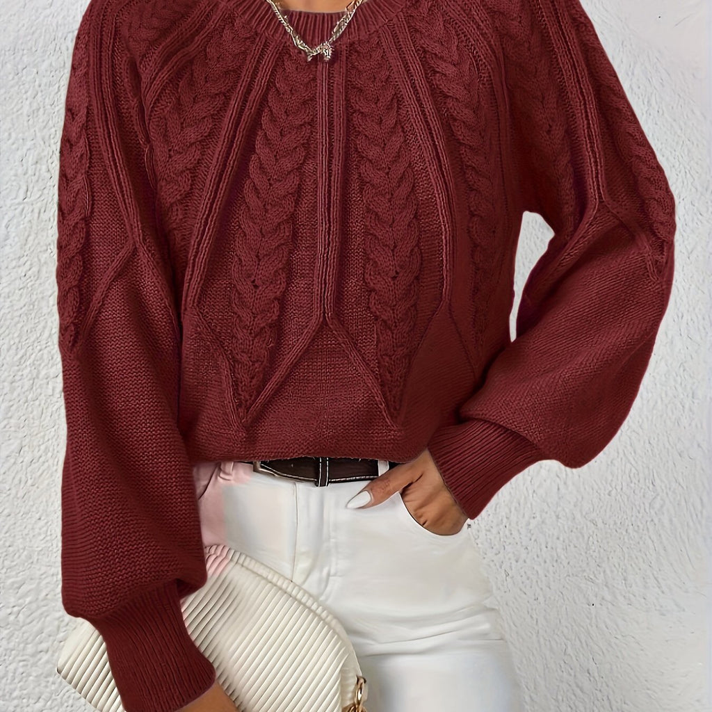 Women's Classic Cable Pattern Sweater with Full Sleeves