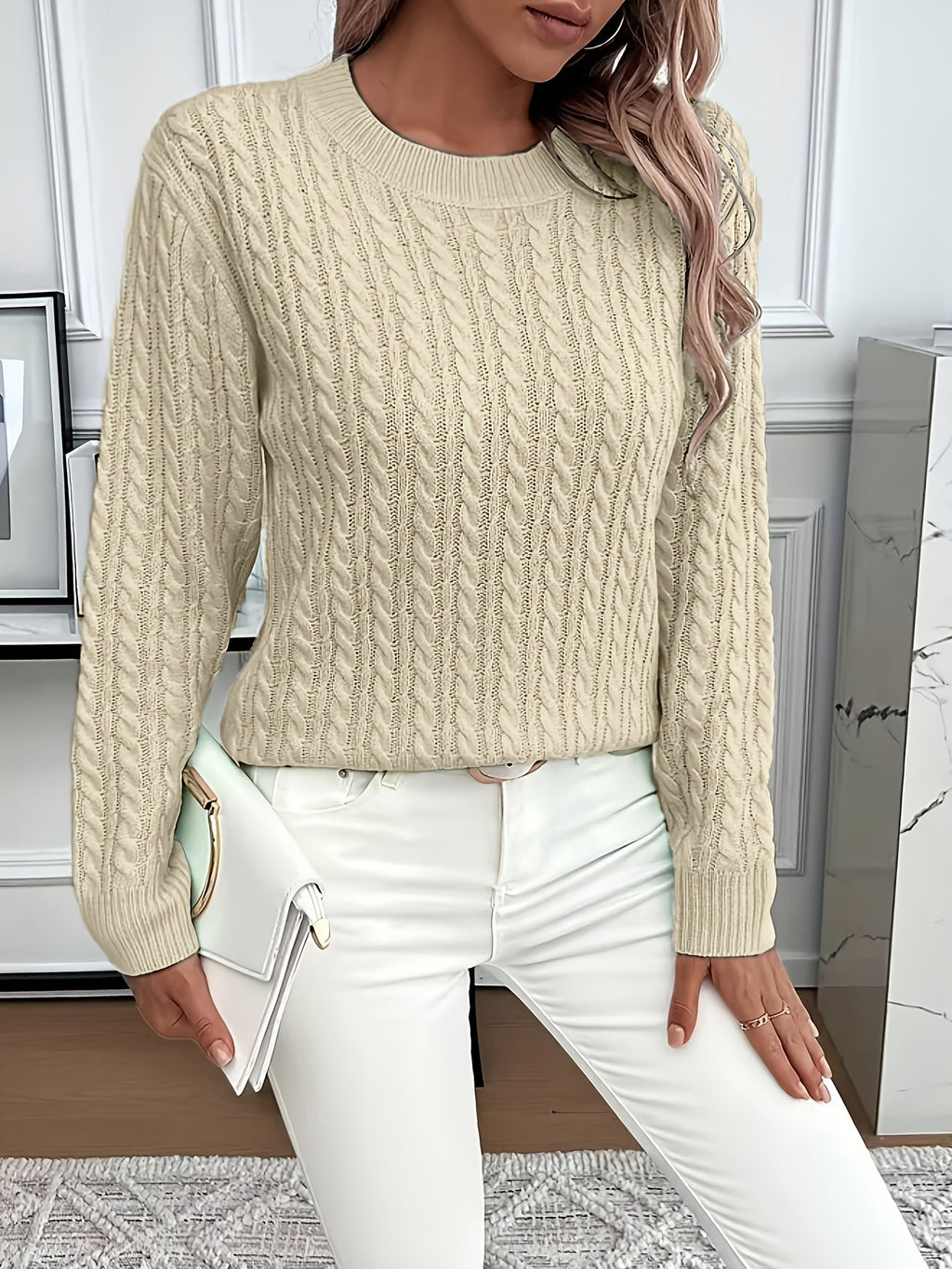 Women's Easy-Fit Classic Cable Sweater