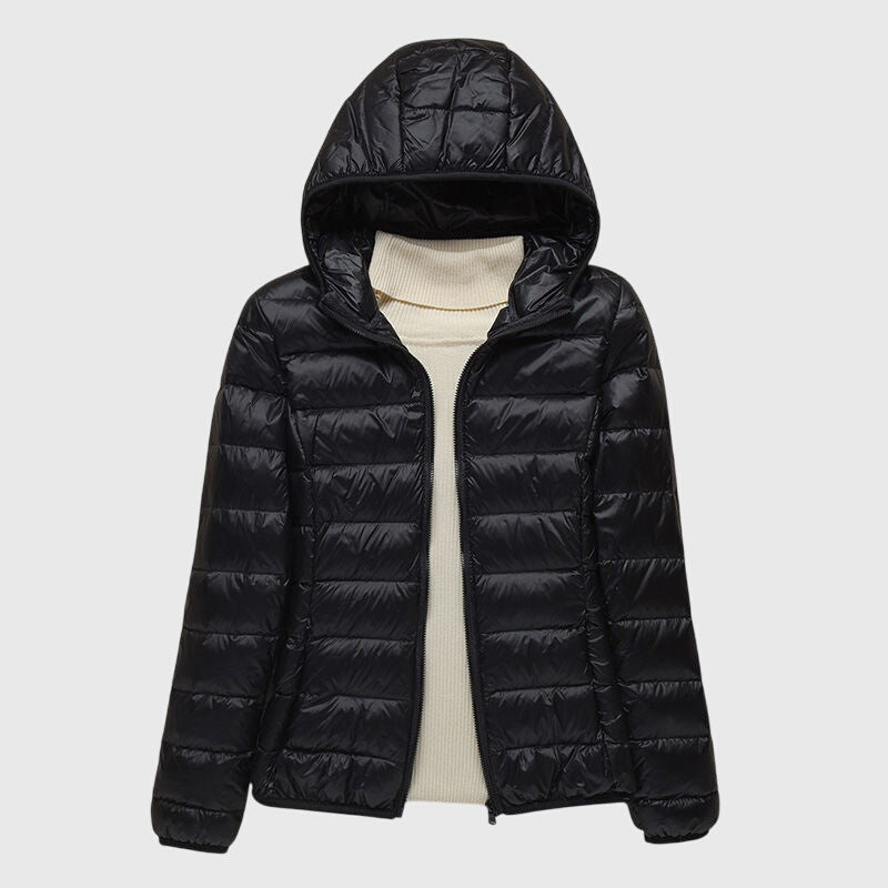 Women's Featherweight Padded Rain Jacket with Hood