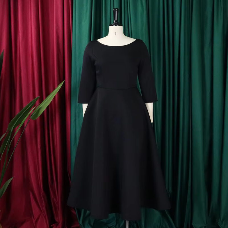 Women's Flattering Event Midi Dress with A-Line Skirt