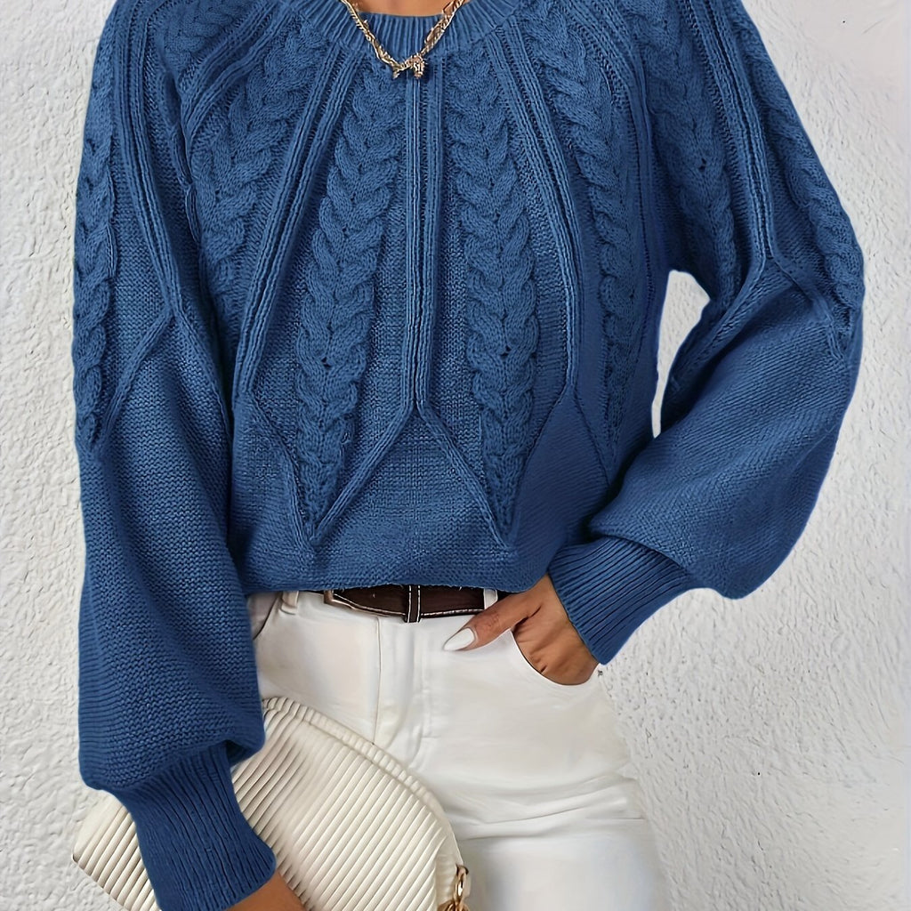 Women's Classic Cable Pattern Sweater with Full Sleeves