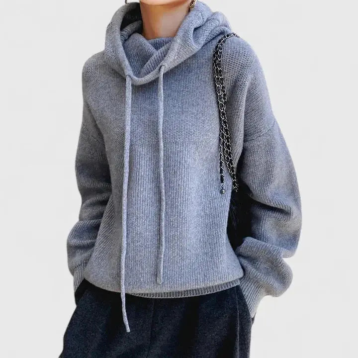 Women's Cozy Loose Ribbed Hooded Knit Sweater