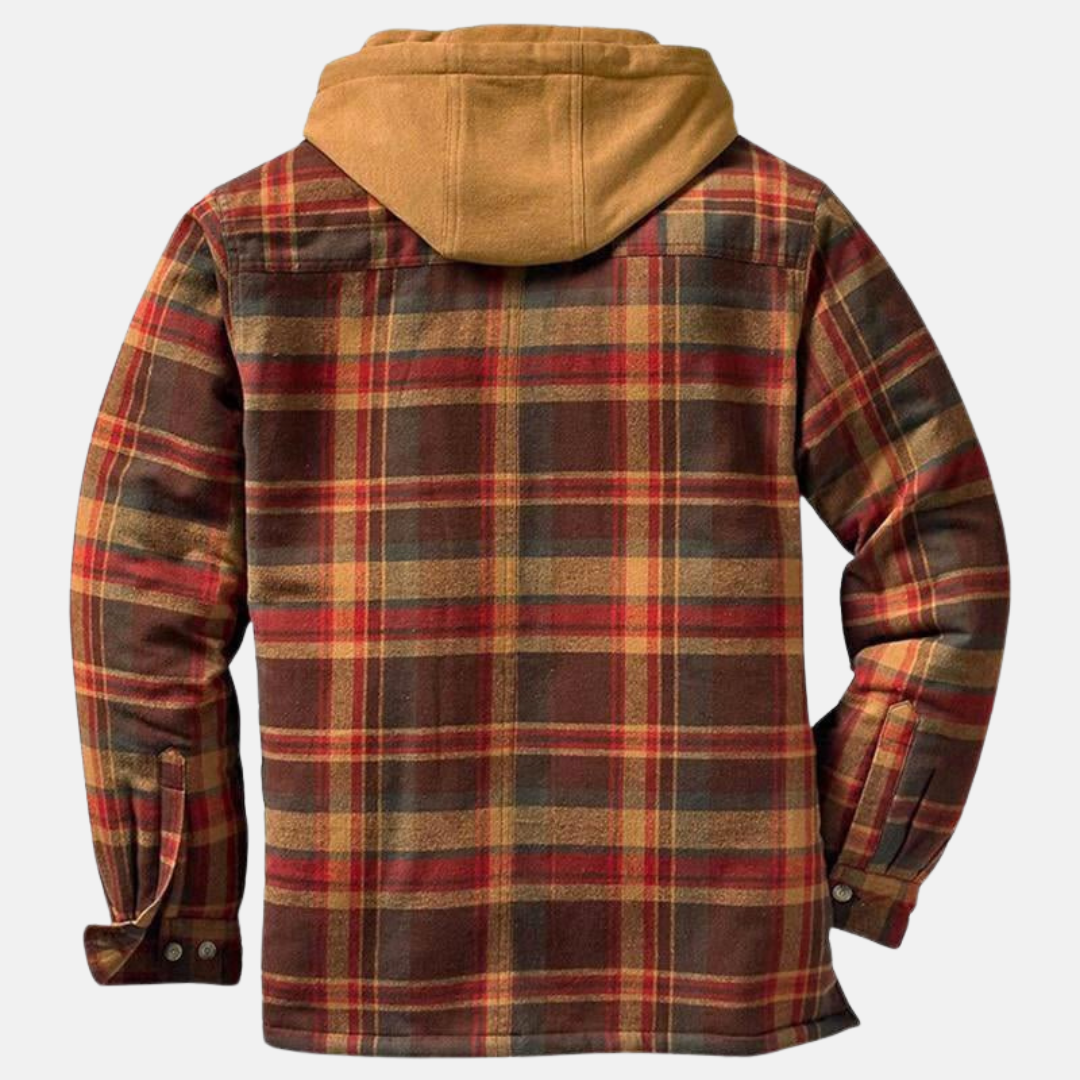 Men's Quilted Shacket with Attached Hood