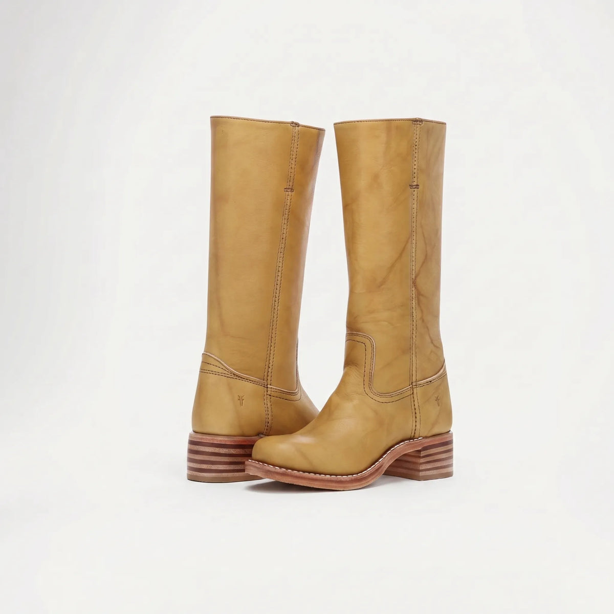 Women's Smooth Shaft Knee High Leather Boots, Square Toe
