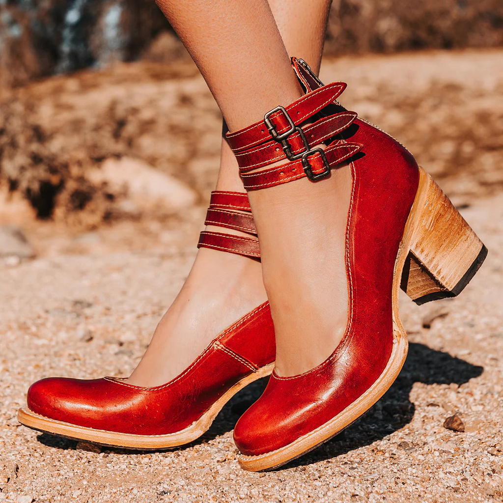 Women's Sturdy Square Block Heel Strapped Ankle Boots