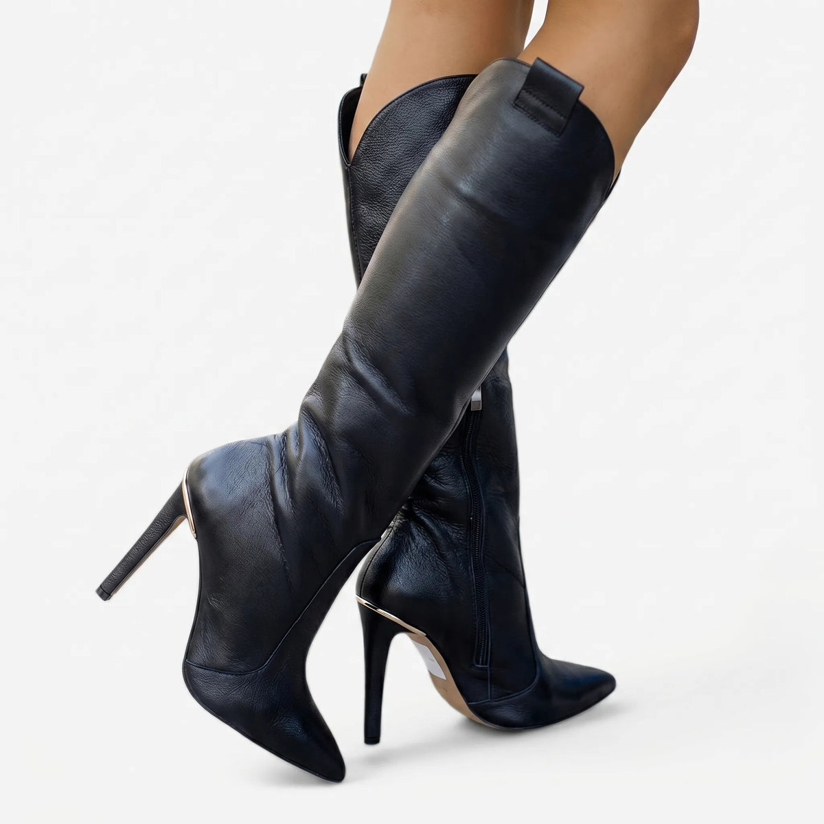 Women's Sleek Stiletto Knee-High Boots with Pointed Toe