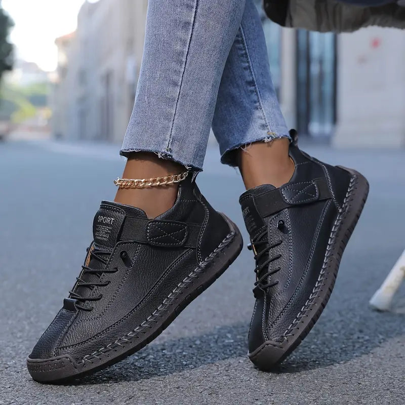 Women's Genuine-Look Leather Orthopedic Walking Sneakers