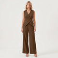 Women's Deep V-Neck Vest Professional Pants Suit Set