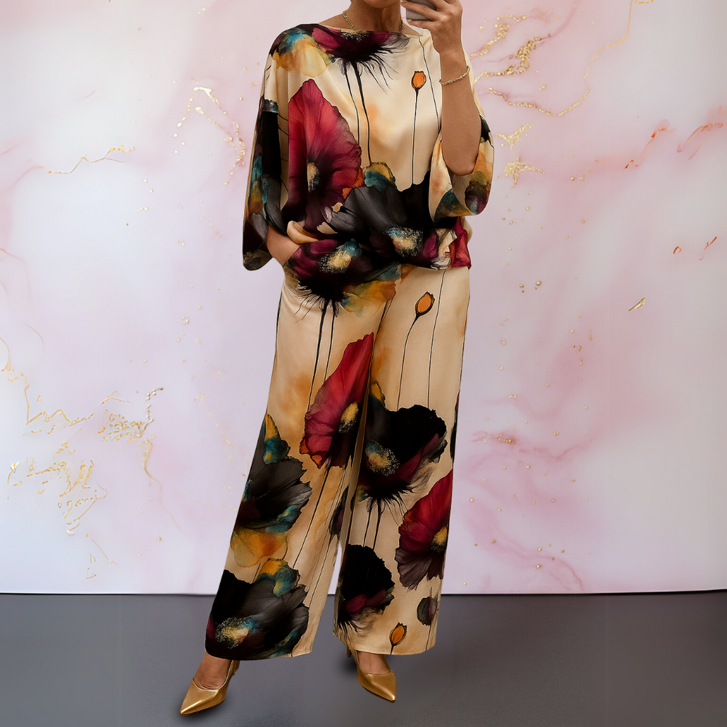Women's Polished Satin Two Piece Coordinating Set