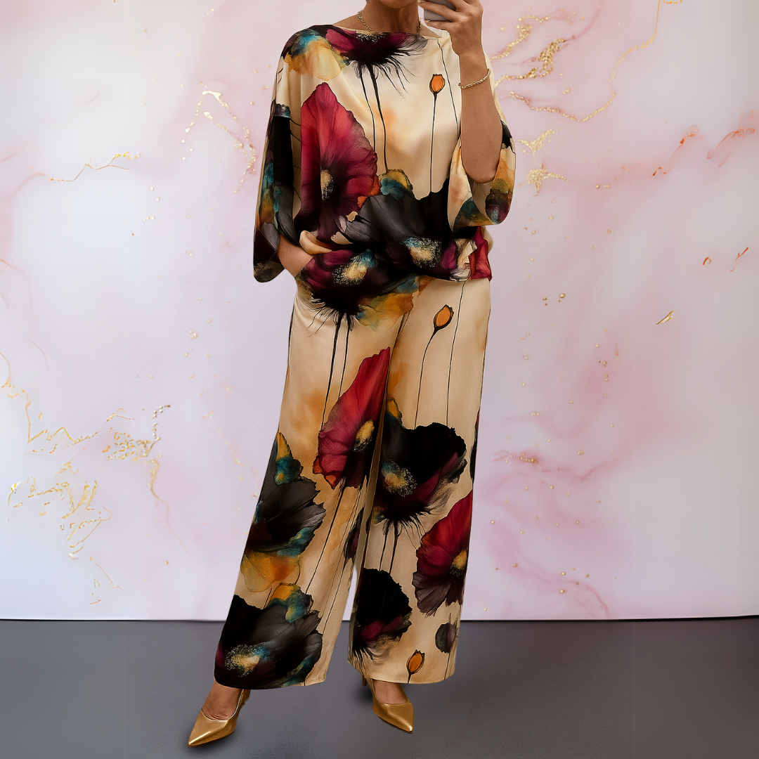 Women's Polished Satin Two Piece Coordinating Set