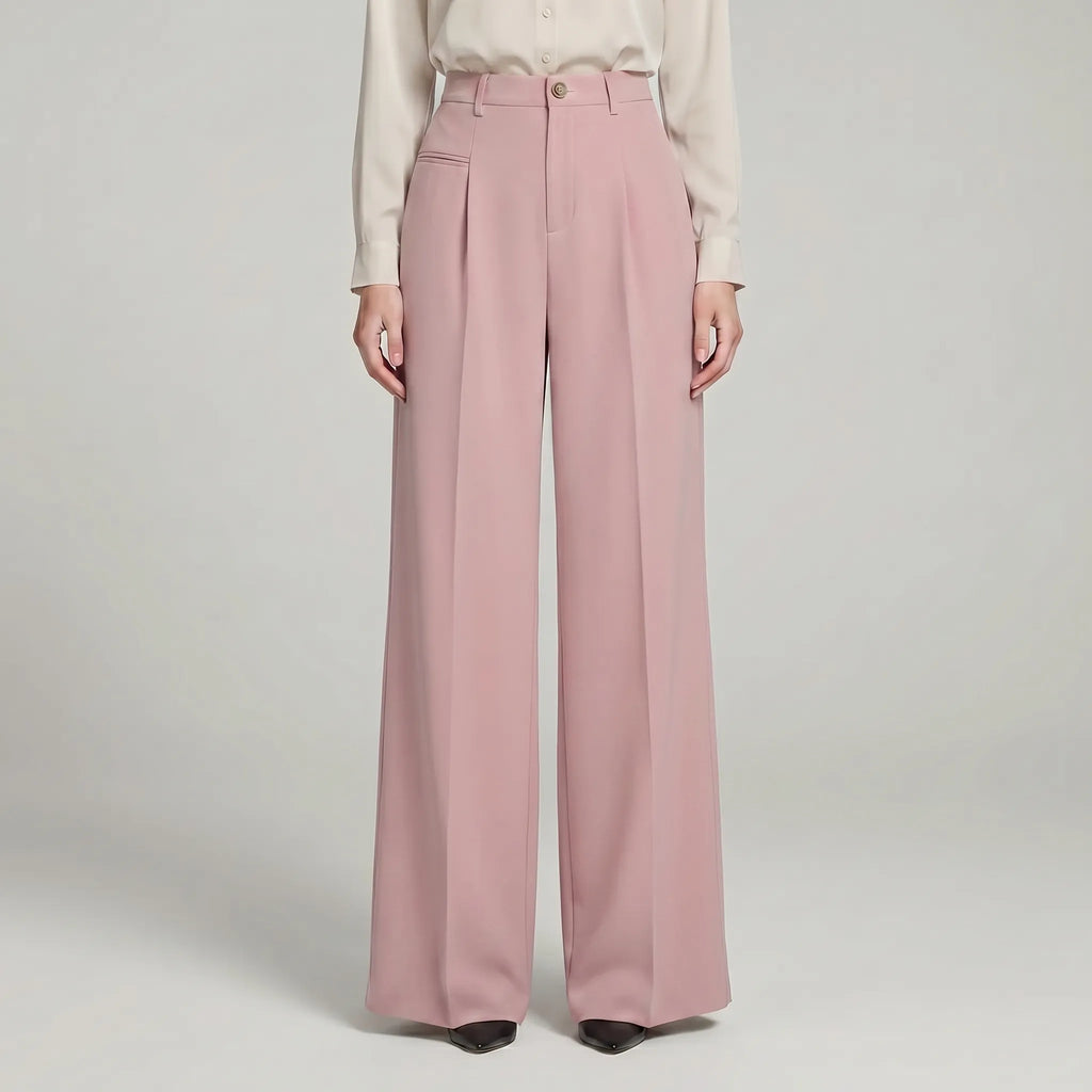 Women's Tailored Front Pleat Flowing Palazzo Pants