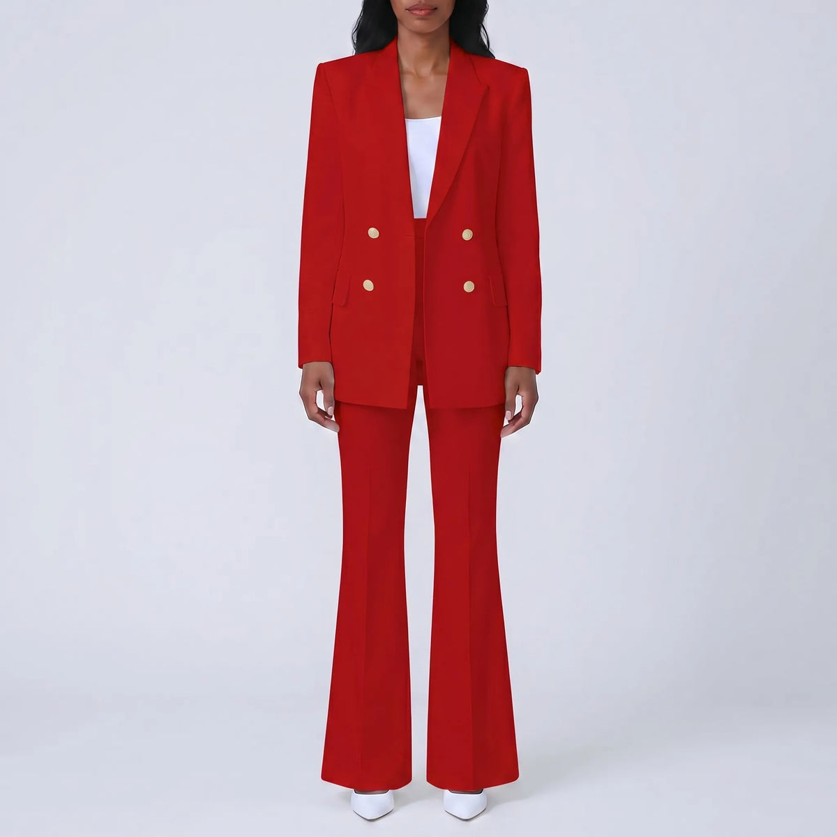 Women's Bold Power Dressing Blazer Flare Suit Set