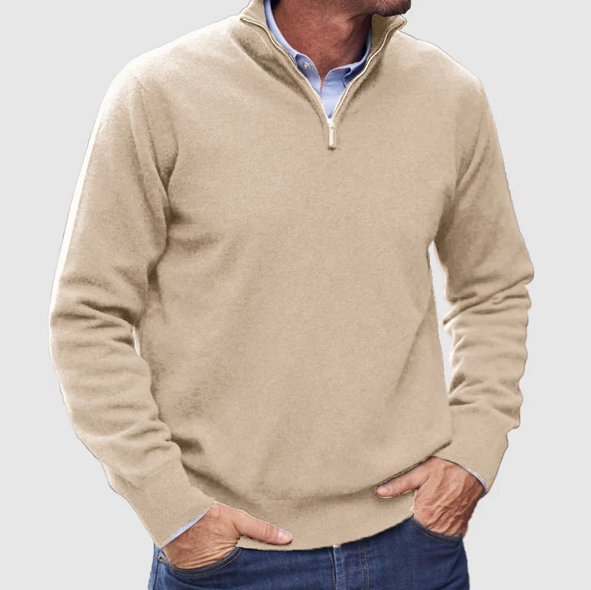 Men's Versatile High Collar Quarter-Zip Sweater Top