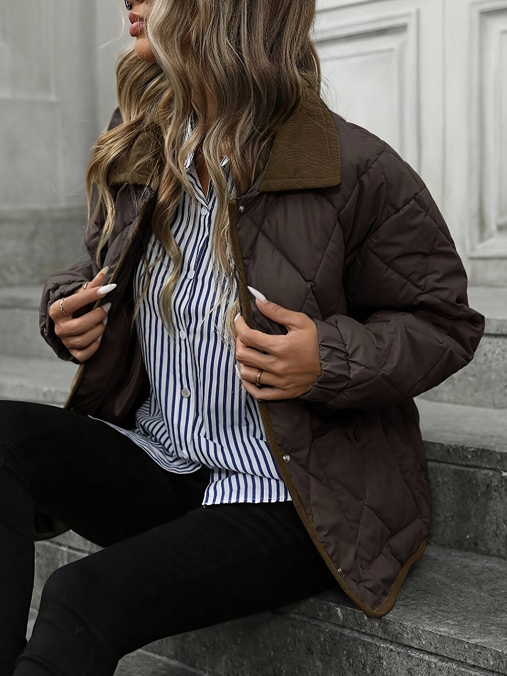 Women's Quilted Diamond-Stitch Puffer Coat