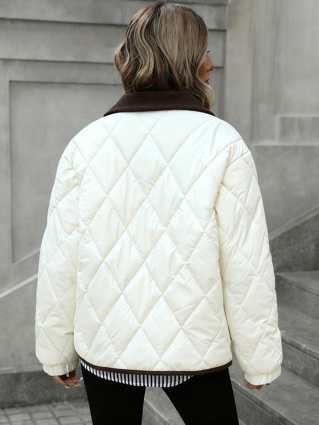Women's Quilted Diamond-Stitch Puffer Coat
