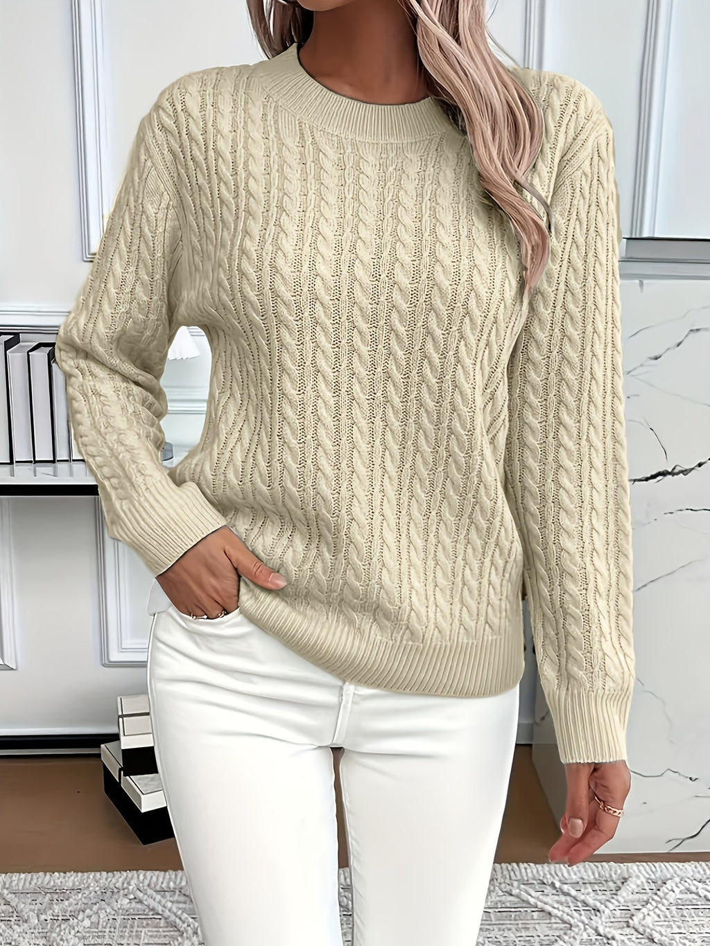 Women's Easy-Fit Classic Cable Sweater