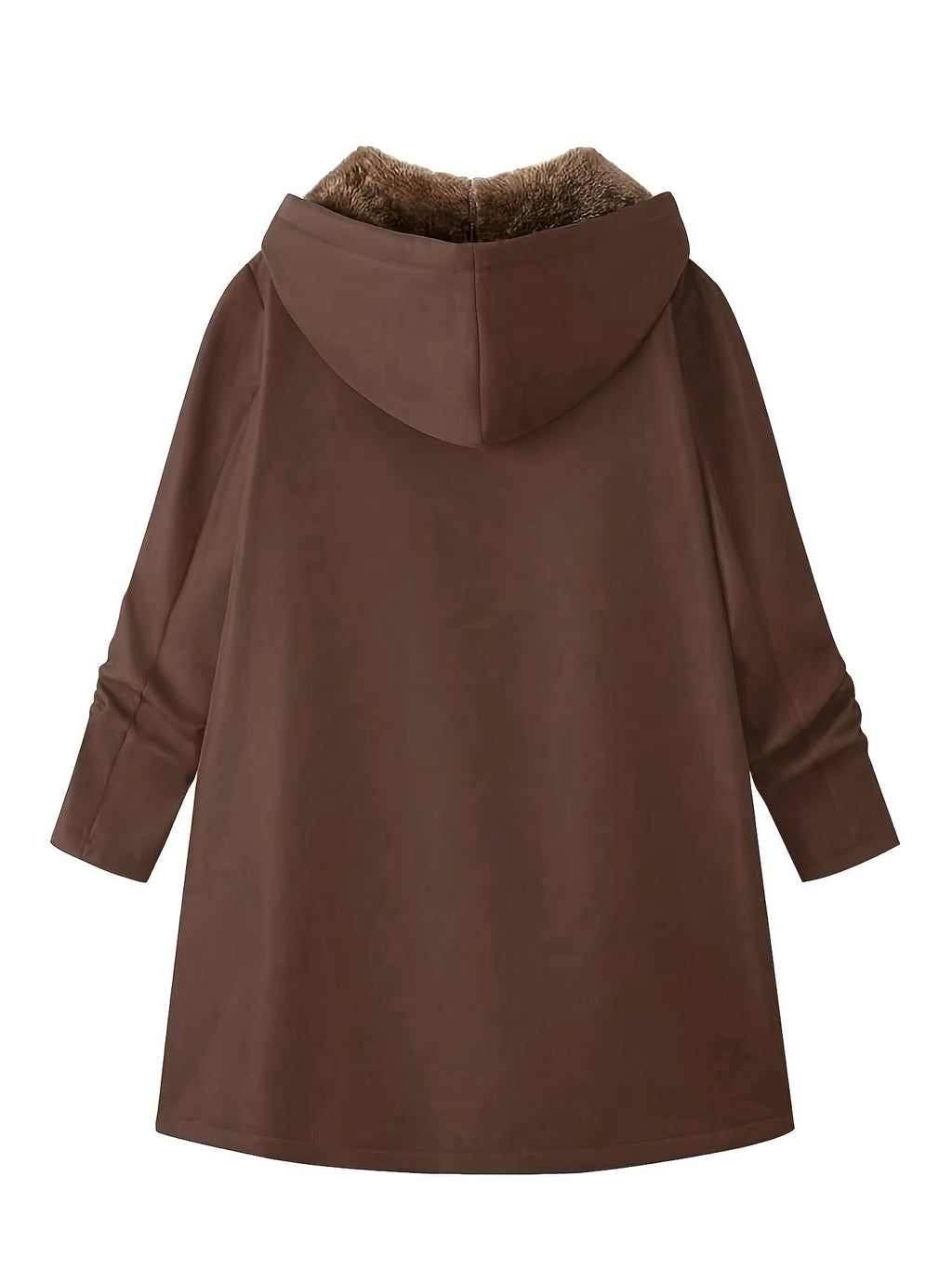 Women's Longline Zip-Front Coat with Soft Plush Hood