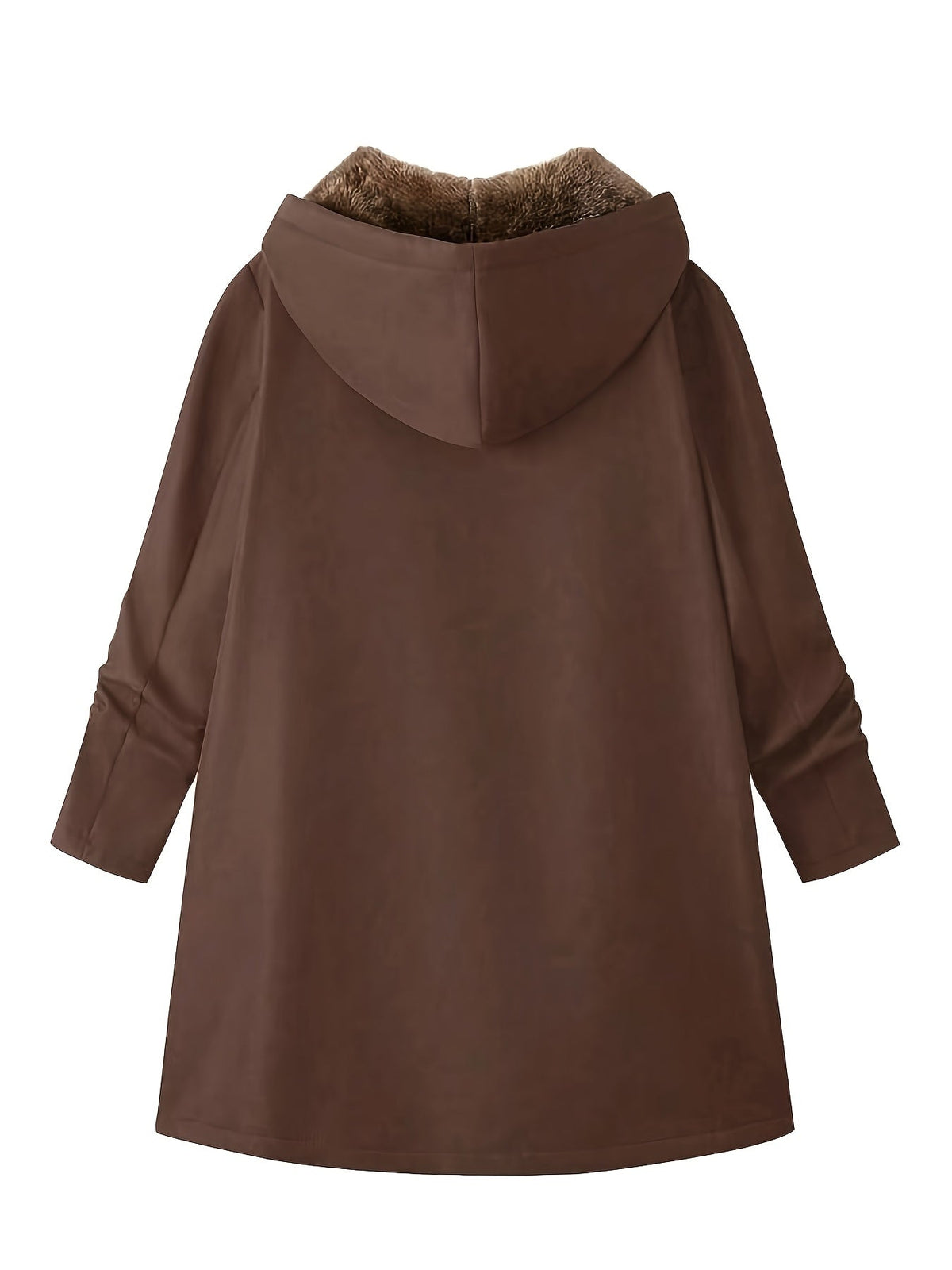 Women's Longline Zip-Front Coat with Soft Plush Hood