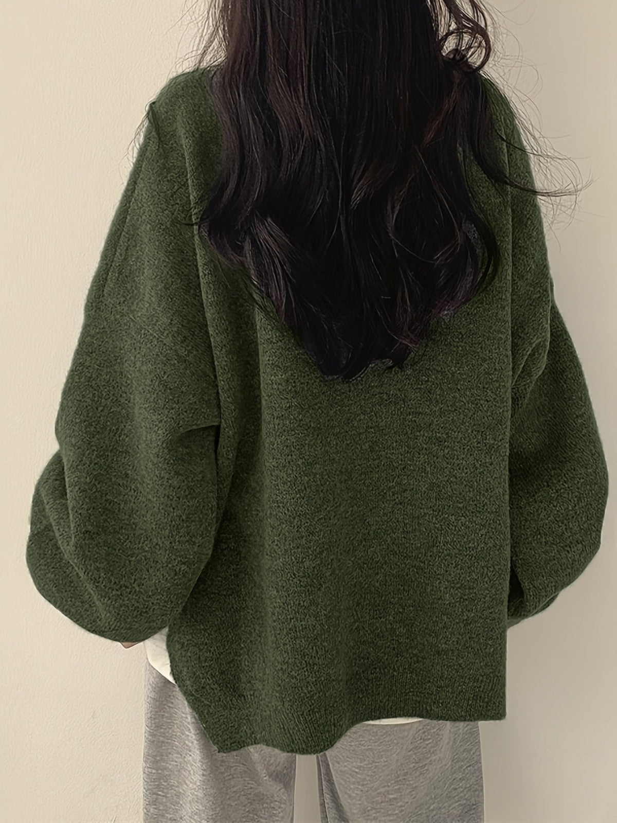 Women's Roomy Warm Crew Neckline Chunky Pullover