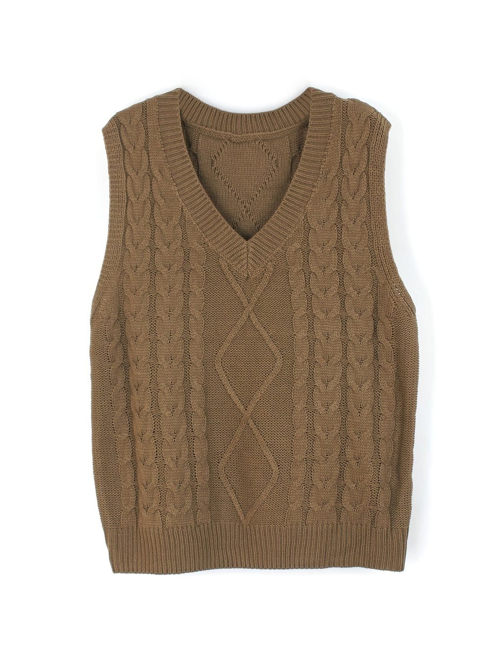 Women's Layering Knit Vest with Cable Pattern