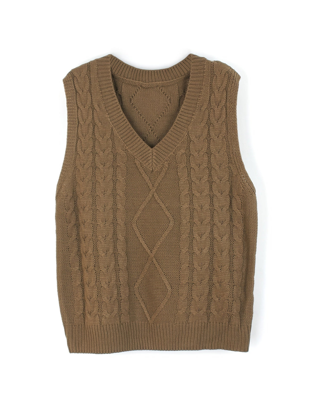 Women's Layering Knit Vest with Cable Pattern