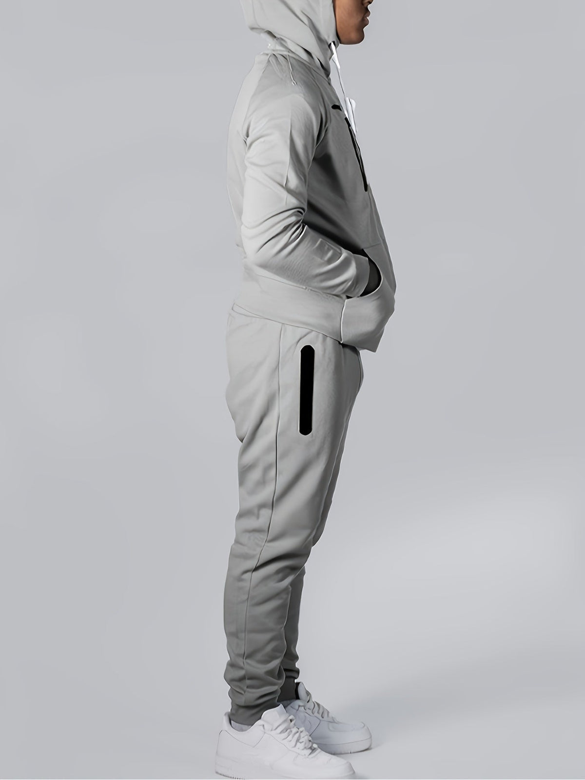 Men's Stretch Hooded Top Matching Jogger Tracksuit