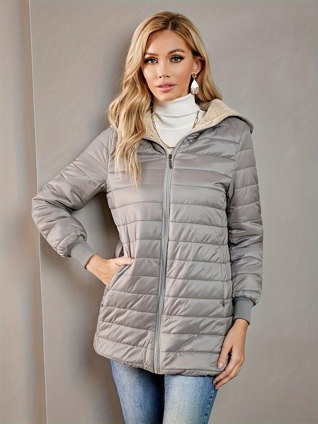 Women's Long Lined Quilted Puffer Coat