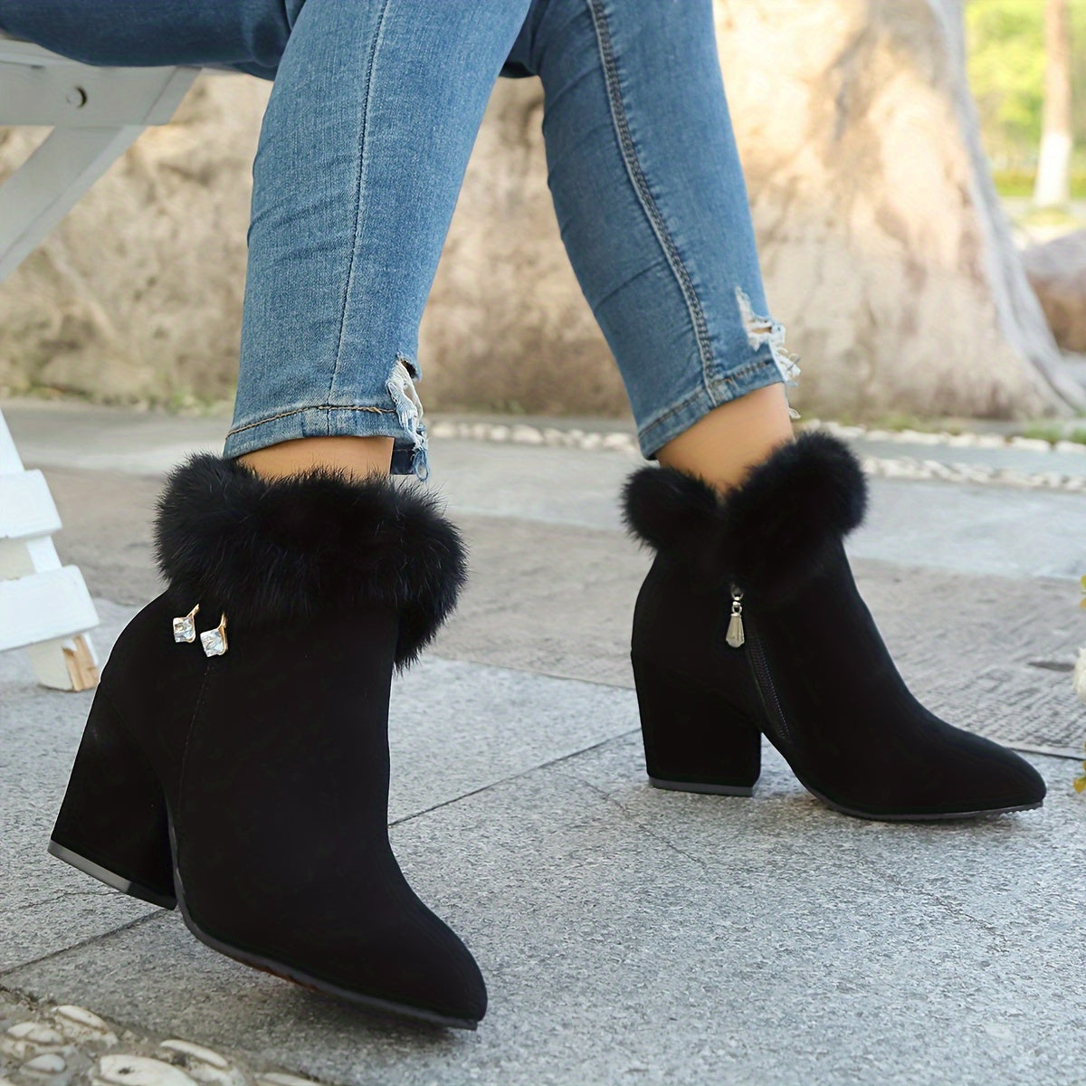 Women's Soft Trim Pointed Ankle Boots for Cold Days
