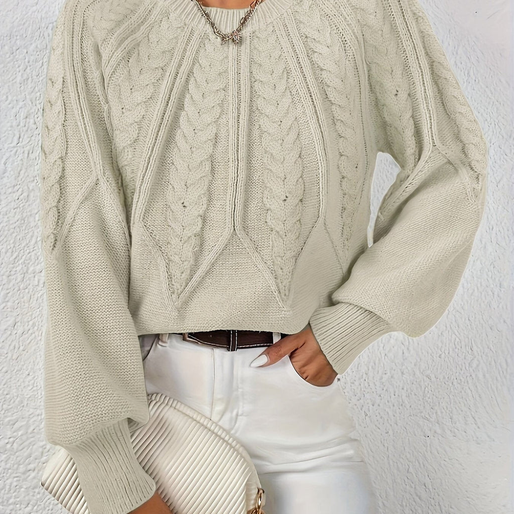 Women's Classic Cable Pattern Sweater with Full Sleeves