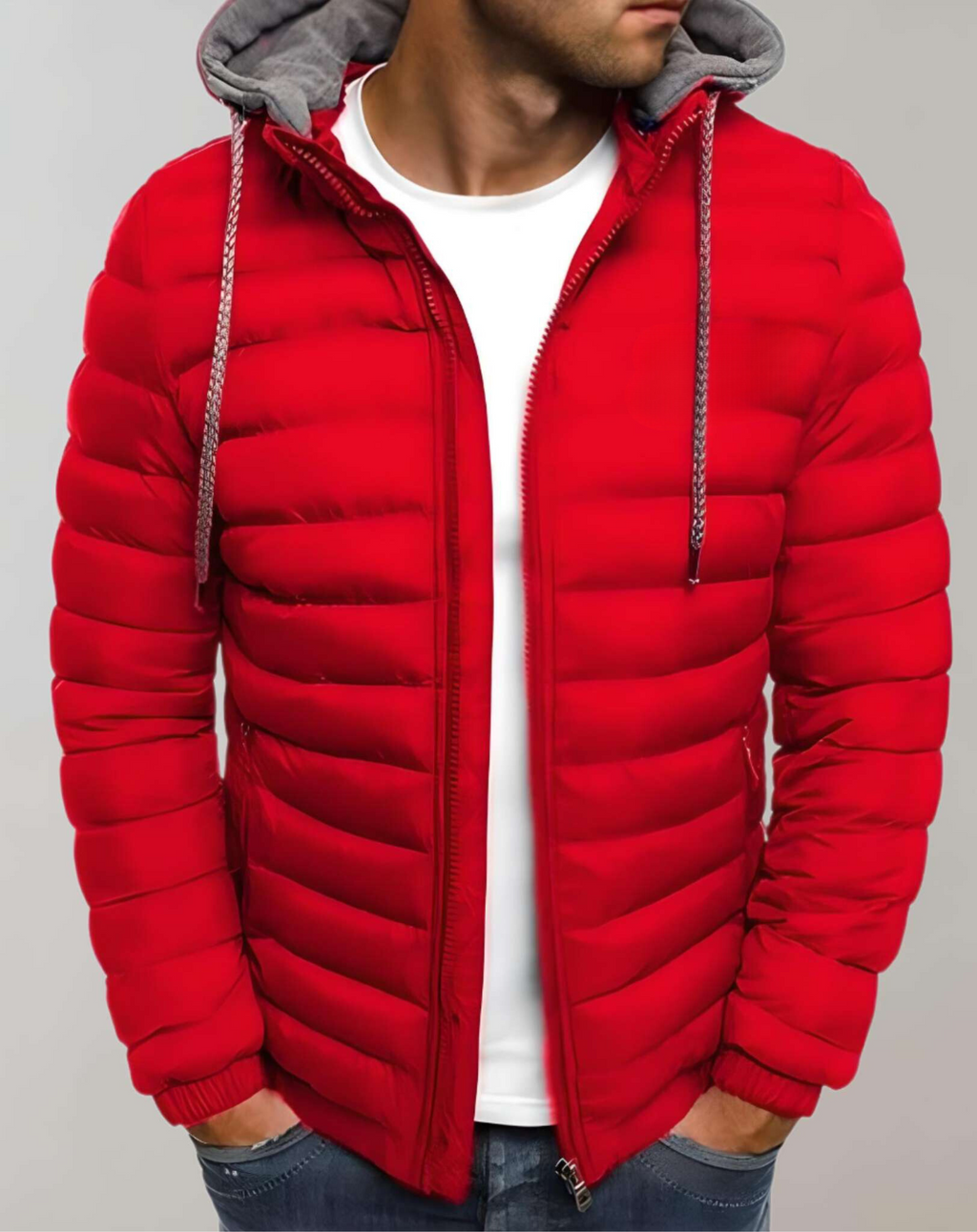 Men's Light Insulated Puffer with Hood and Stretch Cuffs