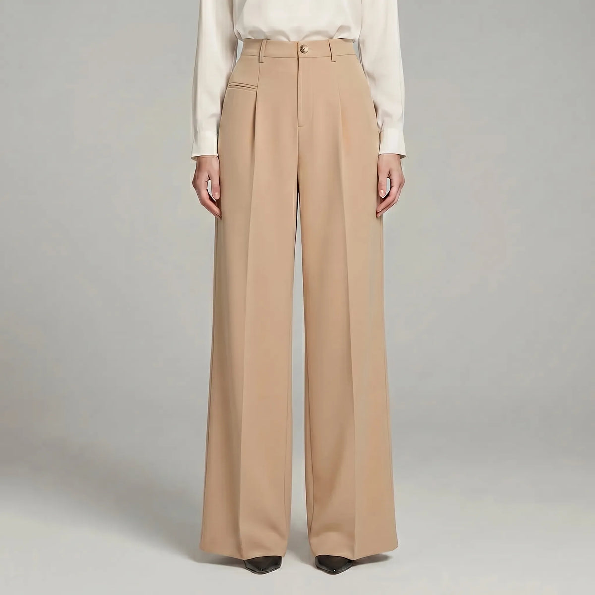Women's Tailored Front Pleat Flowing Palazzo Pants