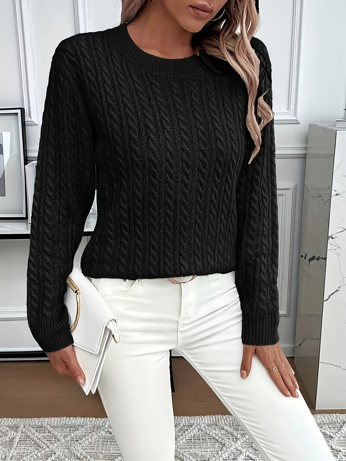 Women's Easy-Fit Classic Cable Sweater